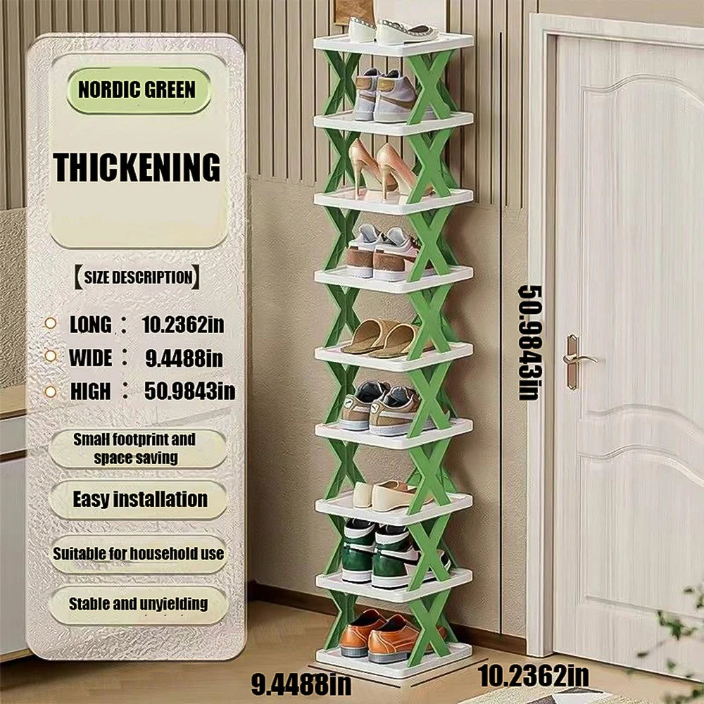 Multi-layer Space-saving Dormitory Doorway Simple Slipper Rack Foldable Plastic Storage Shoe Cabinet No-drilling Dustproof