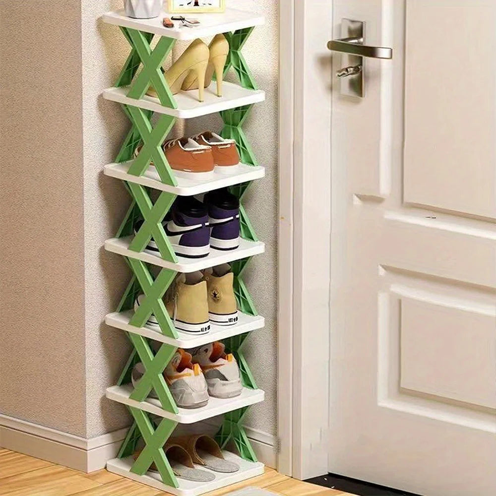 Multi-layer Space-saving Dormitory Doorway Simple Slipper Rack Foldable Plastic Storage Shoe Cabinet No-drilling Dustproof