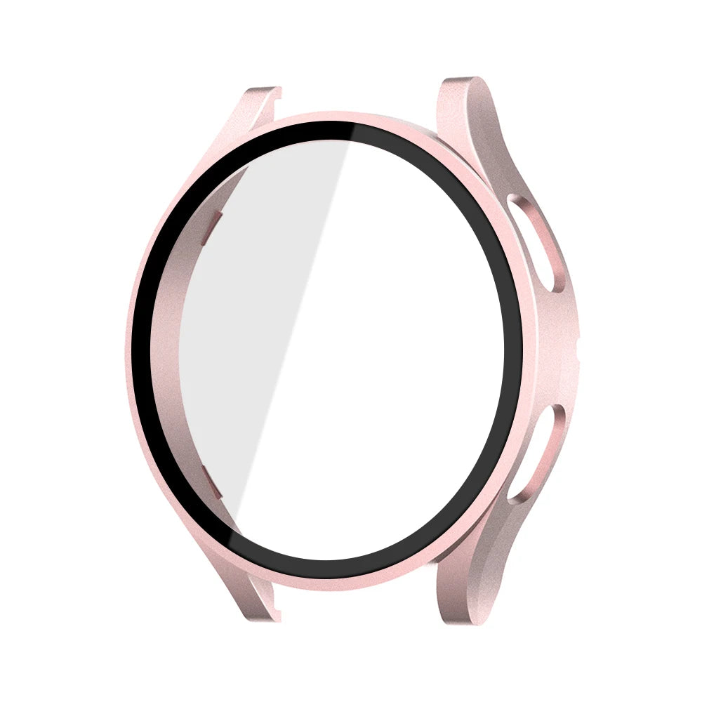 Glass+Matte Watch Cover for Samsung Galaxy Watch 4 Case 44mm 40mm,All Around Coverage Protective Bumpers for Galaxy Watch 5/4