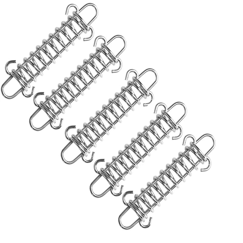 5/10Pcs/set Steel Tent Wind Rope Spring Buckle Tent Tensioner Camping Deck Pegs with Carabiner Clips Awning Tightener Fixed Hook