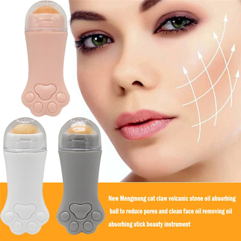 Cat Paw Face Oil Absorbing Roller Volcanic Stone Blemish Remover Facial Shiny Changing Pores Oil Removal Massage Artifact Tools