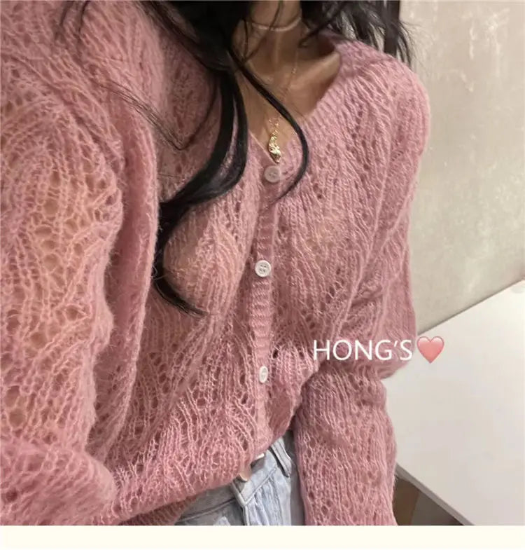 Cardigan Women Hollow Out 5 Colors Cropped Summer Breathable Casual Solid Soft Ulzzang Female All-match Hot Sale Loose Chic Ins