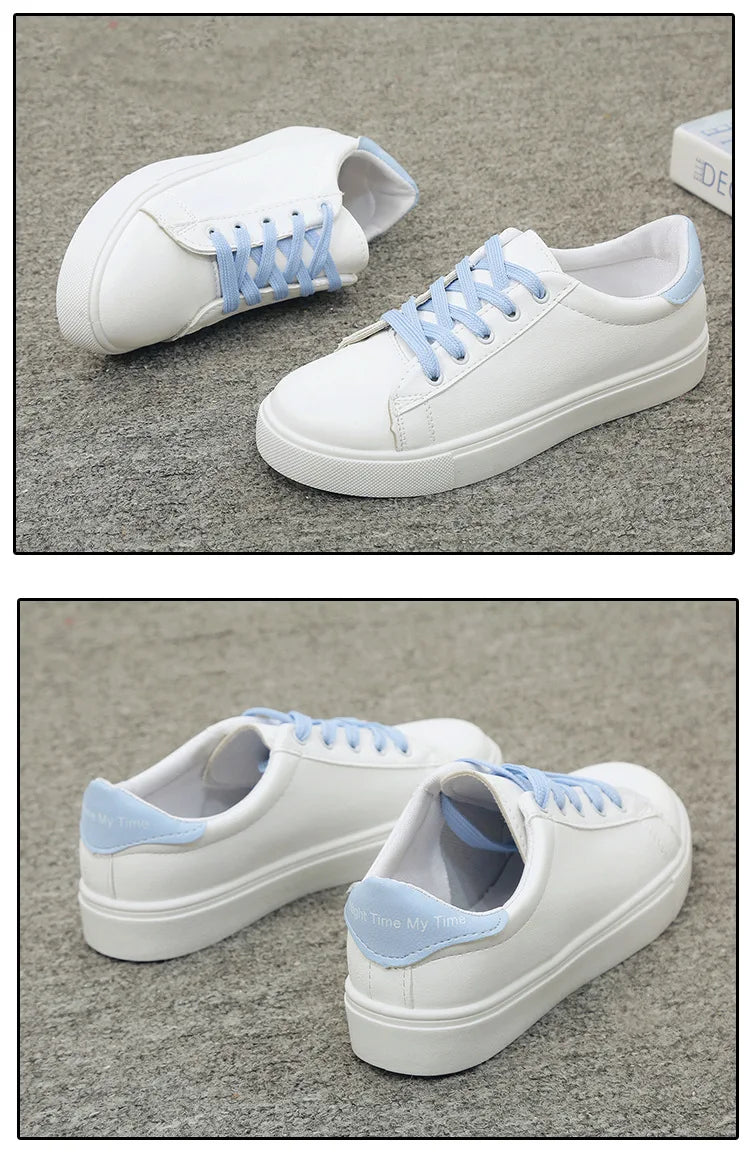 Women Sneakers Fashion Breathble Vulcanized Shoes Pu Leather Platform Shoes White Lace Up Casual Shoes Zapatos Mujer