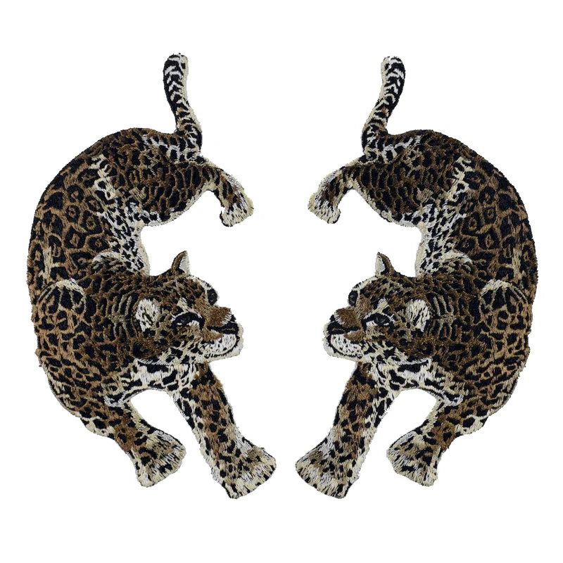 1 Pair Leopard Patches Sew on Clothing Embroidery Biker Patch Diy Applique Clothes t Shirt Women Stickers Scrapbooking
