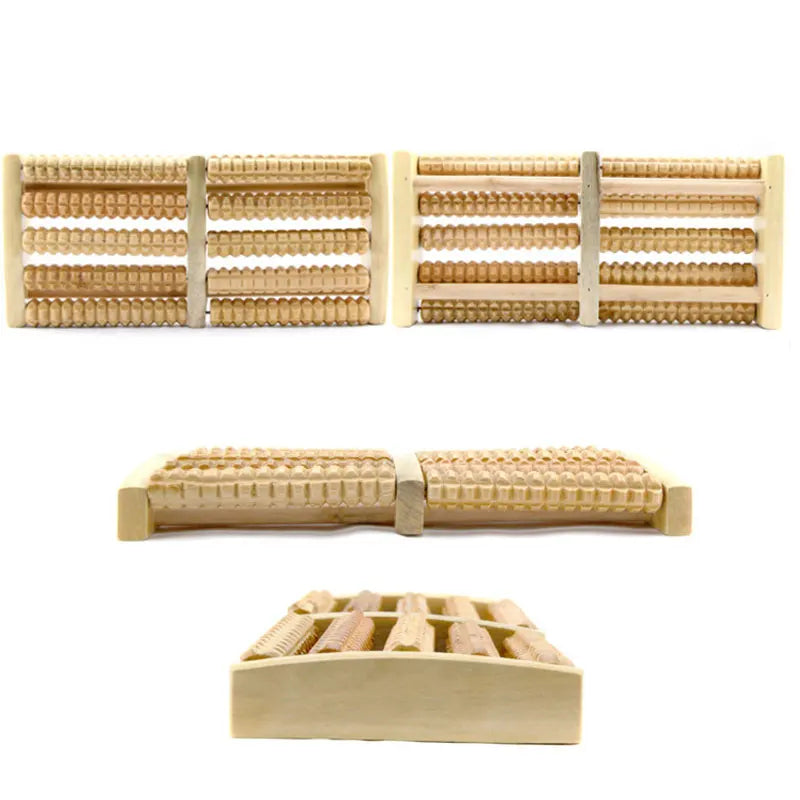 BYEPAIN Wooden Foot Massager Roller Reflexology for Stress Fitness Health Care Feet Massager Colorful Massage Roller Pain Relief