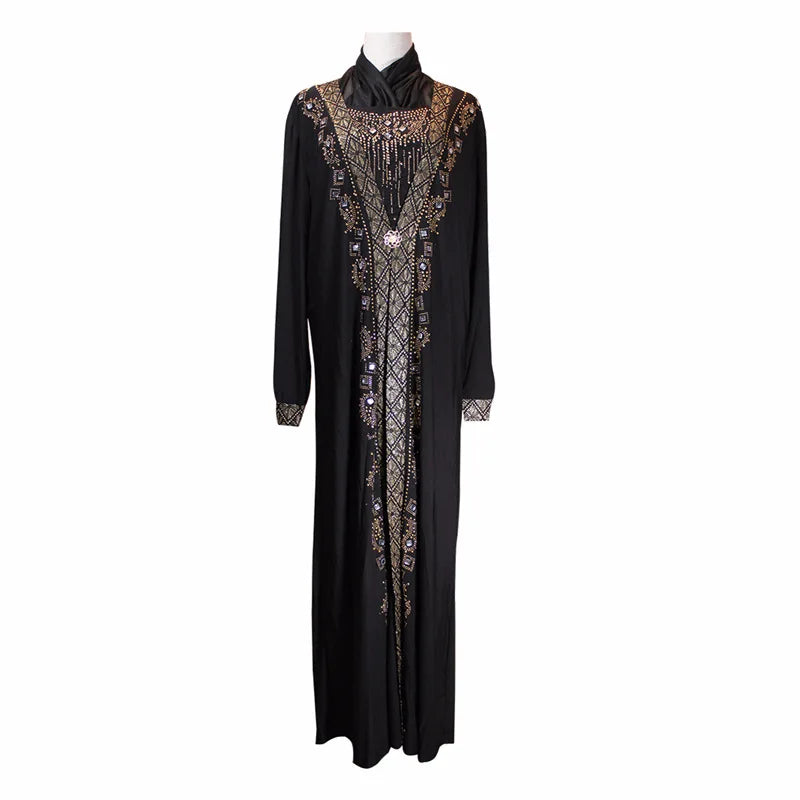 Dubai Arab Islam Abaya Women Muslim Long Dress Sequin Beading Kaftan Robes Elegant Splice Maxi Dresses Islamic Clothing Caftan
