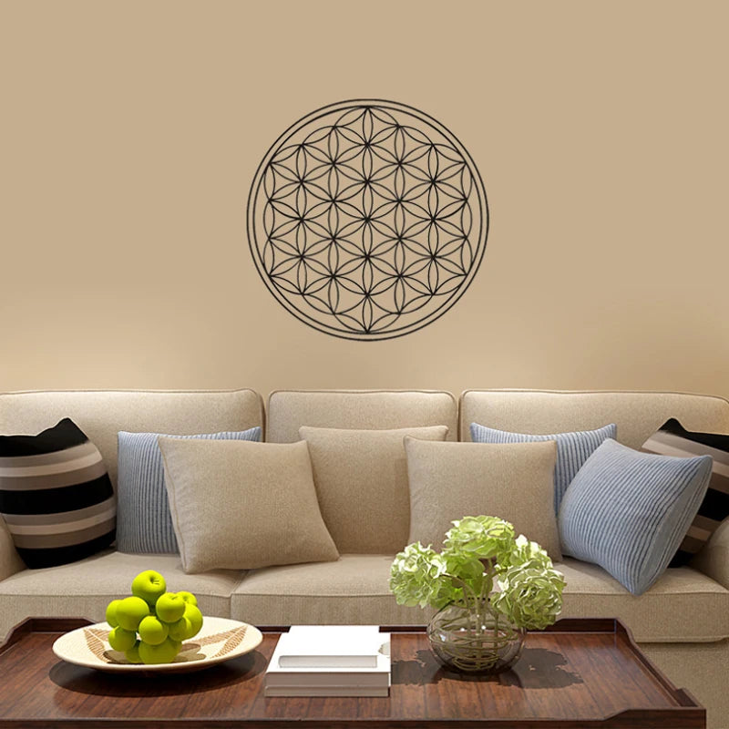 10PCS Round Edge Circles Carved Coaster Natural Chakra Flower of Life Symbol Wood For Stone Crystal Set Table Mat Kitchen DIY