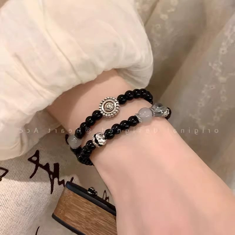 Easiest for Match Fancy Pearl Bracelet Women's New Chinese Style Chinese Ancient Style Obsidian Beaded Bracelet Crystal Bracelet Bracelet