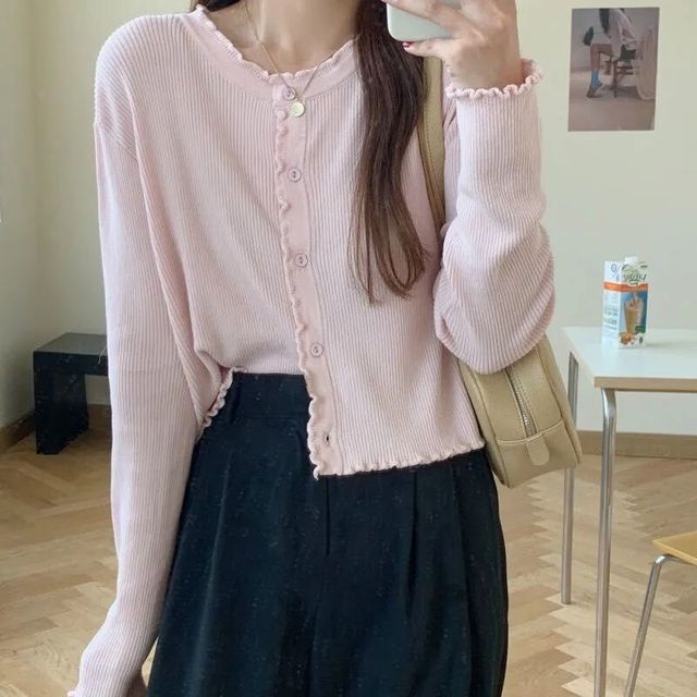 Korean Short Sweater Women V-Neck Knitted Cardigan 2021 Fash