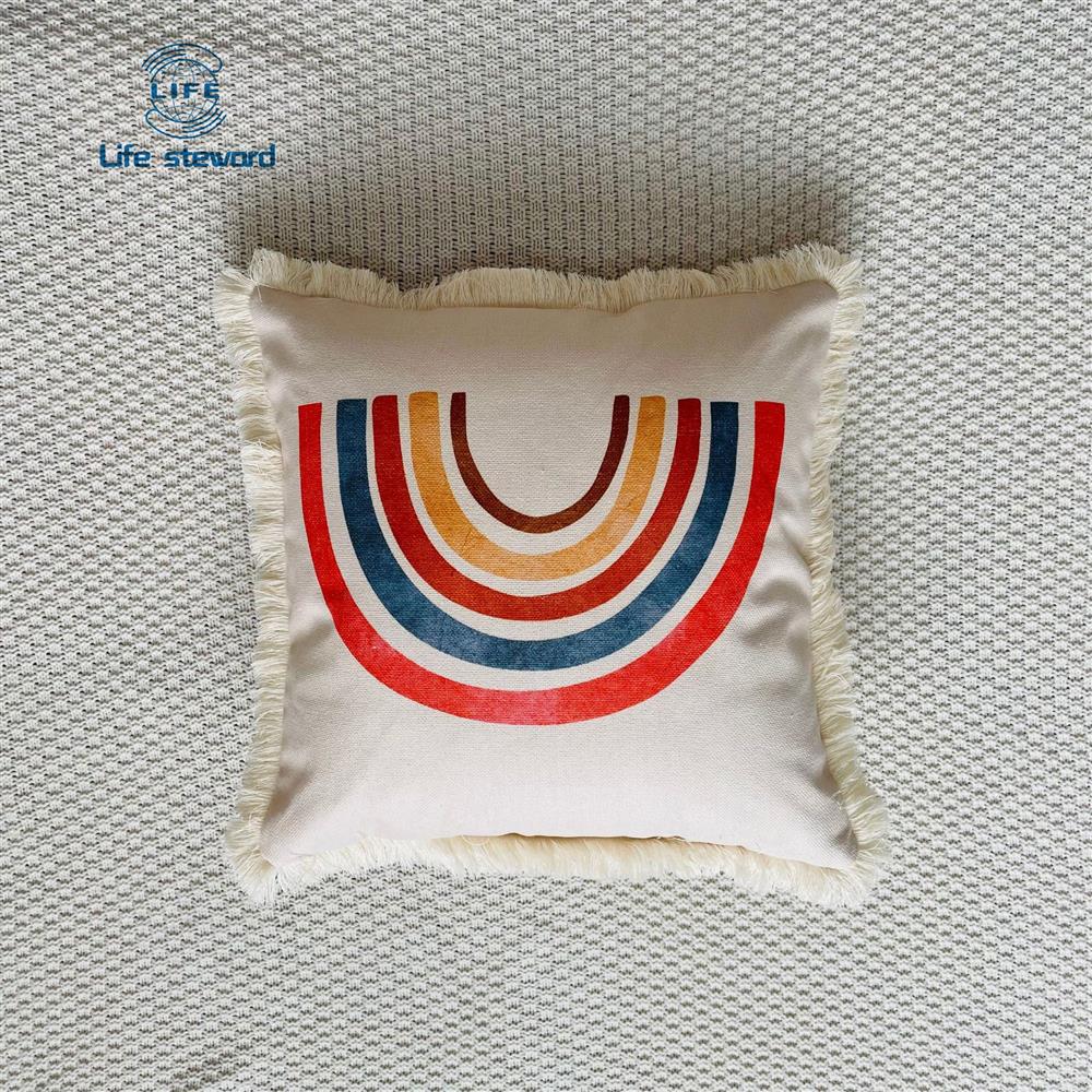 Tassel Edge Cotton Linen Pillowcase Home Decor Cushion Cover