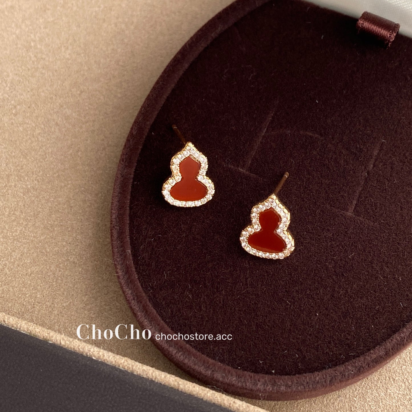 Chocho/New Year Ankela Red Gourd Earrings Female Wine Red New Year Niche Temperament Fancy Earrings Earrings