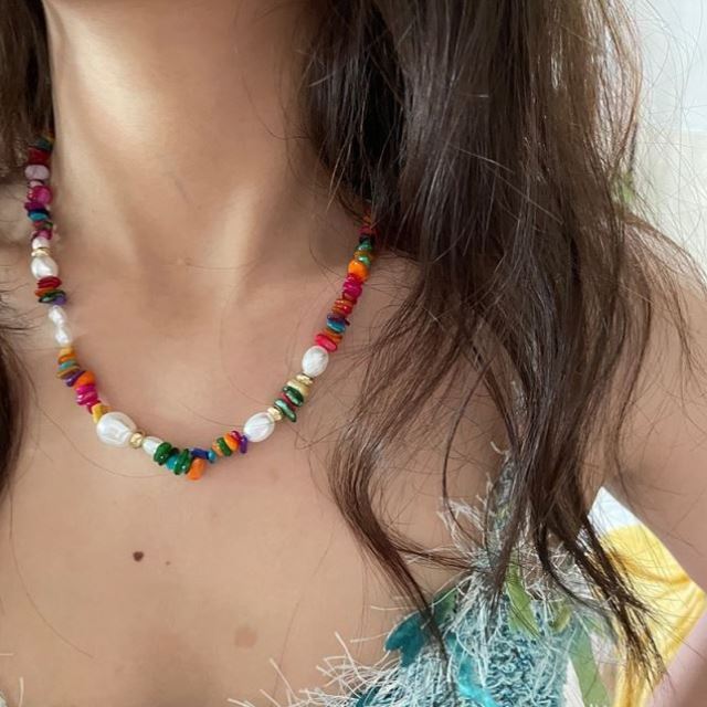 Colorful Pearl Ornamentle Beaded necklace