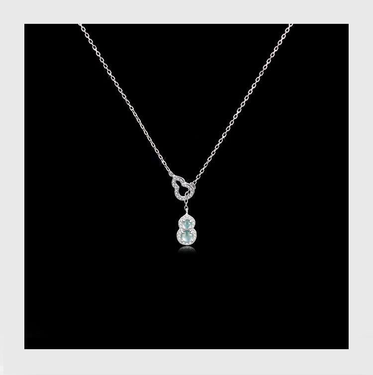 silver Blue Water Jade Gourd Necklace
