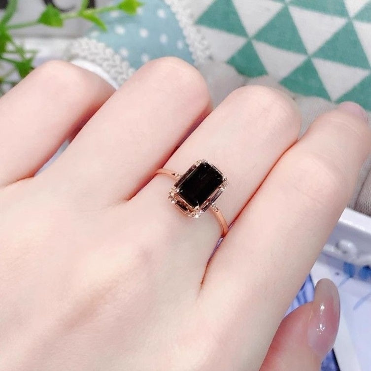 Year of Birth Small Bench Stylish Fashion Green Tourmaline Ring Women's S925 Silver Plated Diamond Emerald Exquisite Gift