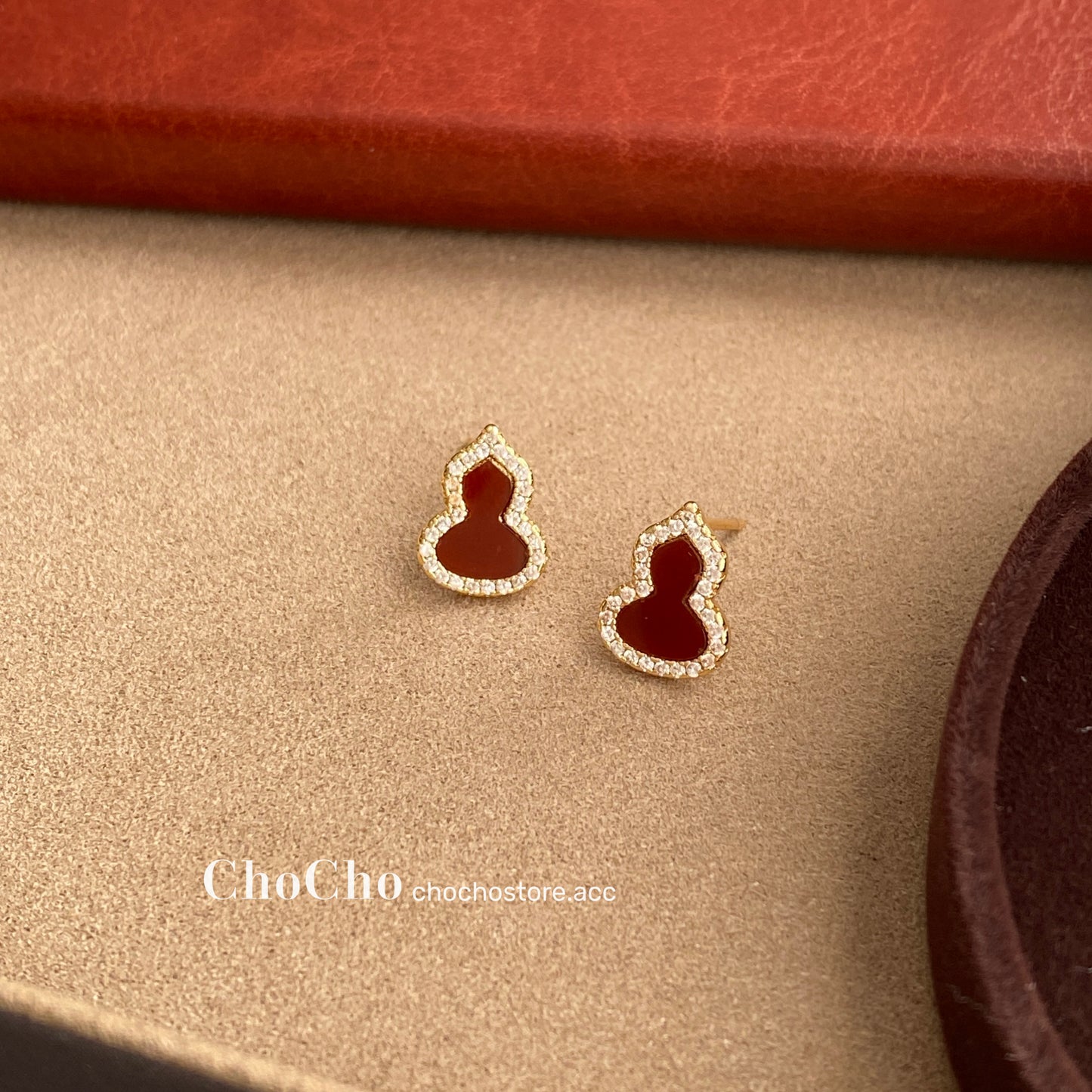 Chocho/New Year Ankela Red Gourd Earrings Female Wine Red New Year Niche Temperament Fancy Earrings Earrings