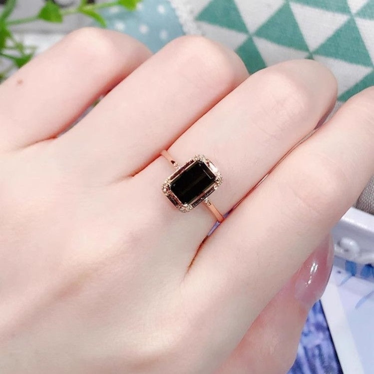 Year of Birth Small Bench Stylish Fashion Green Tourmaline Ring Women's S925 Silver Plated Diamond Emerald Exquisite Gift