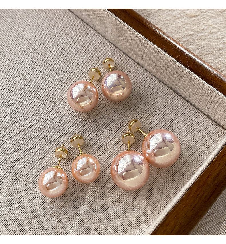 Accessible Luxury Fancy Female Pink Shijia Steamed Bread Pearl Stud Earrings Female 2025 New Arrival Best Selling Elegant Earrings Eardrops