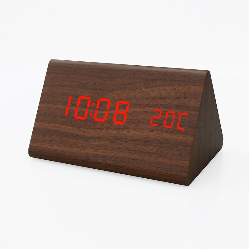 Automatic Timing Wooden Bedside Electronic Clock Led Alarm Clock Desktop L Electronic Student Dormitory Fashion Clock Bedroom Decoration