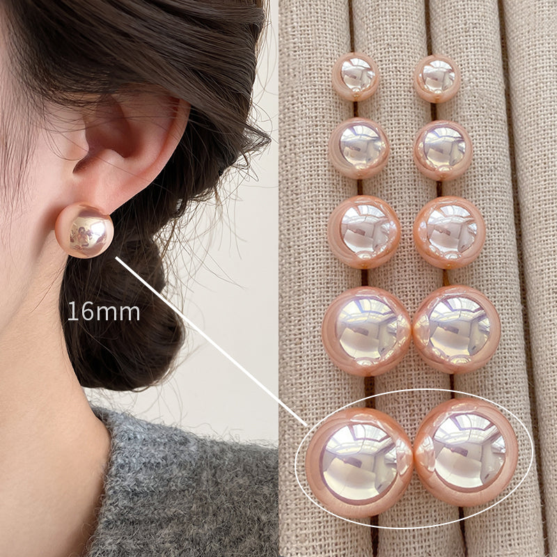 Accessible Luxury Fancy Female Pink Shijia Steamed Bread Pearl Stud Earrings Female 2025 New Arrival Best Selling Elegant Earrings Eardrops