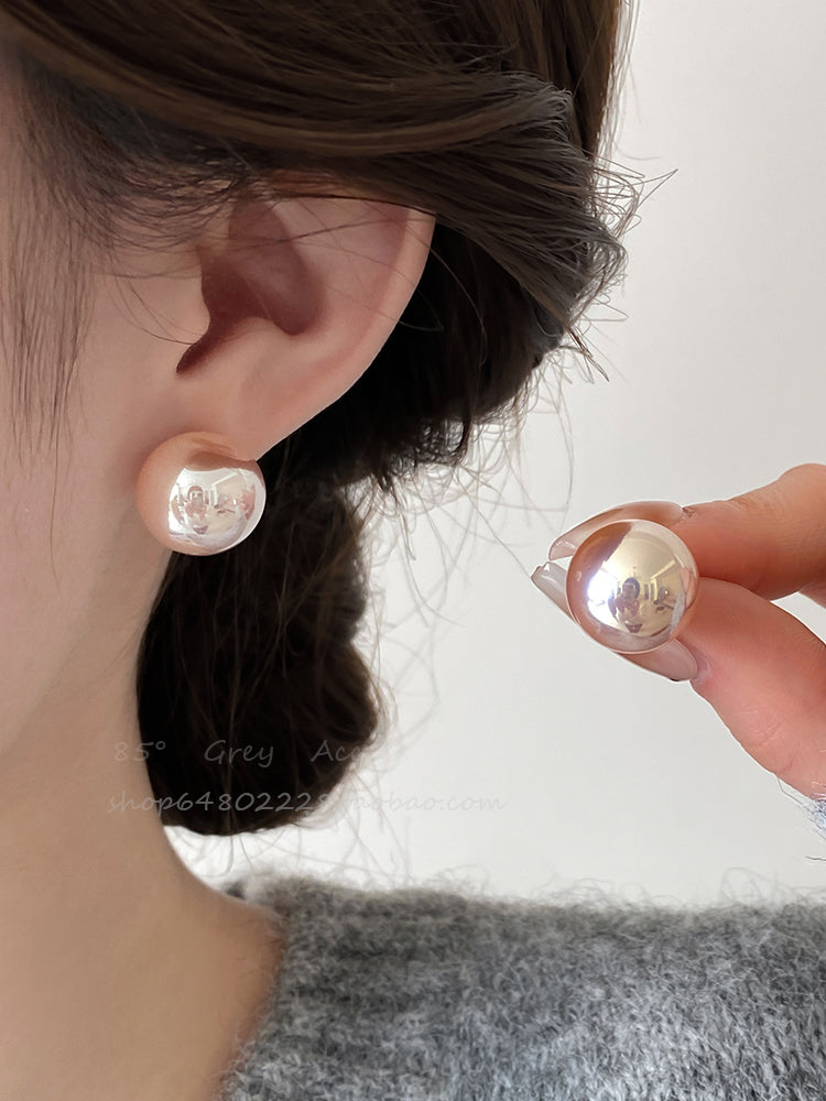 Accessible Luxury Fancy Female Pink Shijia Steamed Bread Pearl Stud Earrings Female 2025 New Arrival Best Selling Elegant Earrings Eardrops