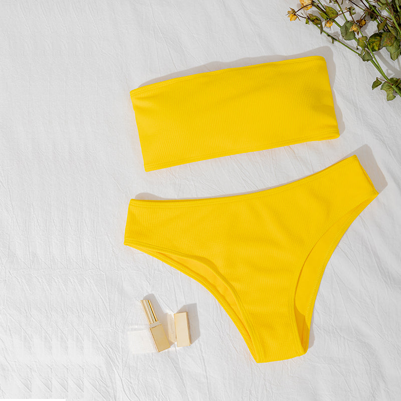 New Bikini High Waist Strapless Sexy Bikini Women Swimwear W