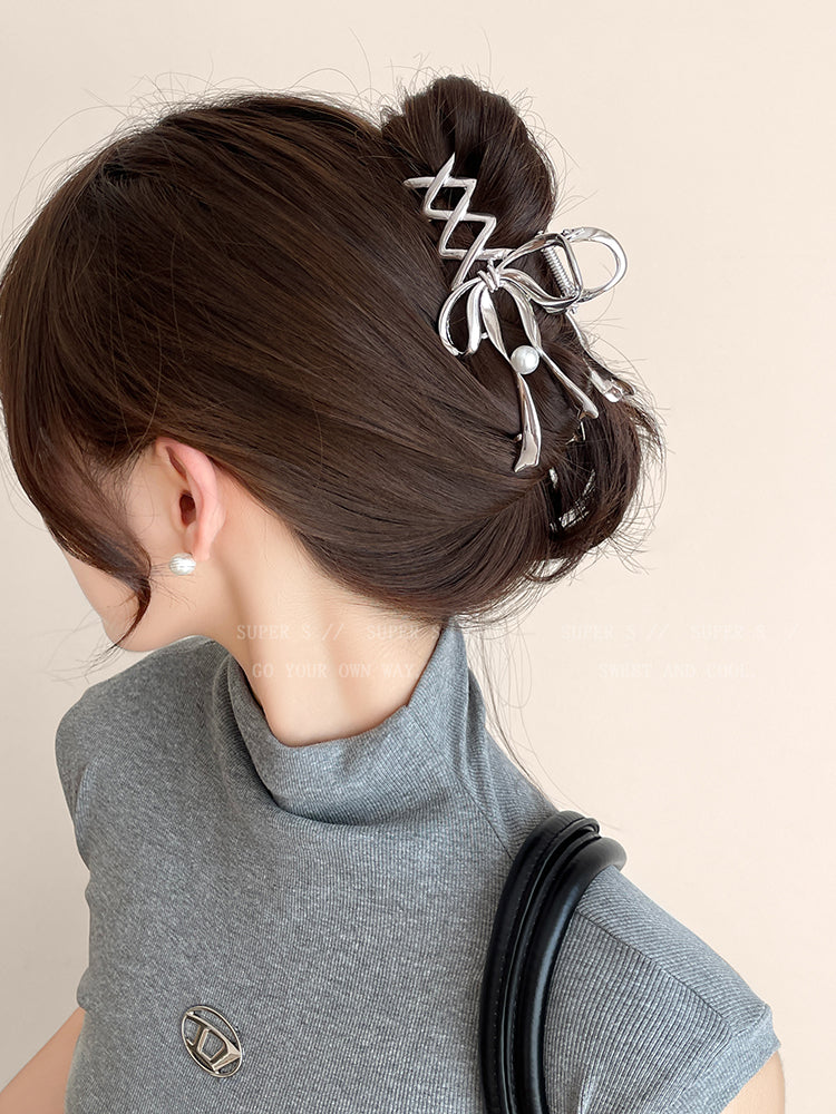 Metal Hair Jaw Clip Bows Ribbon