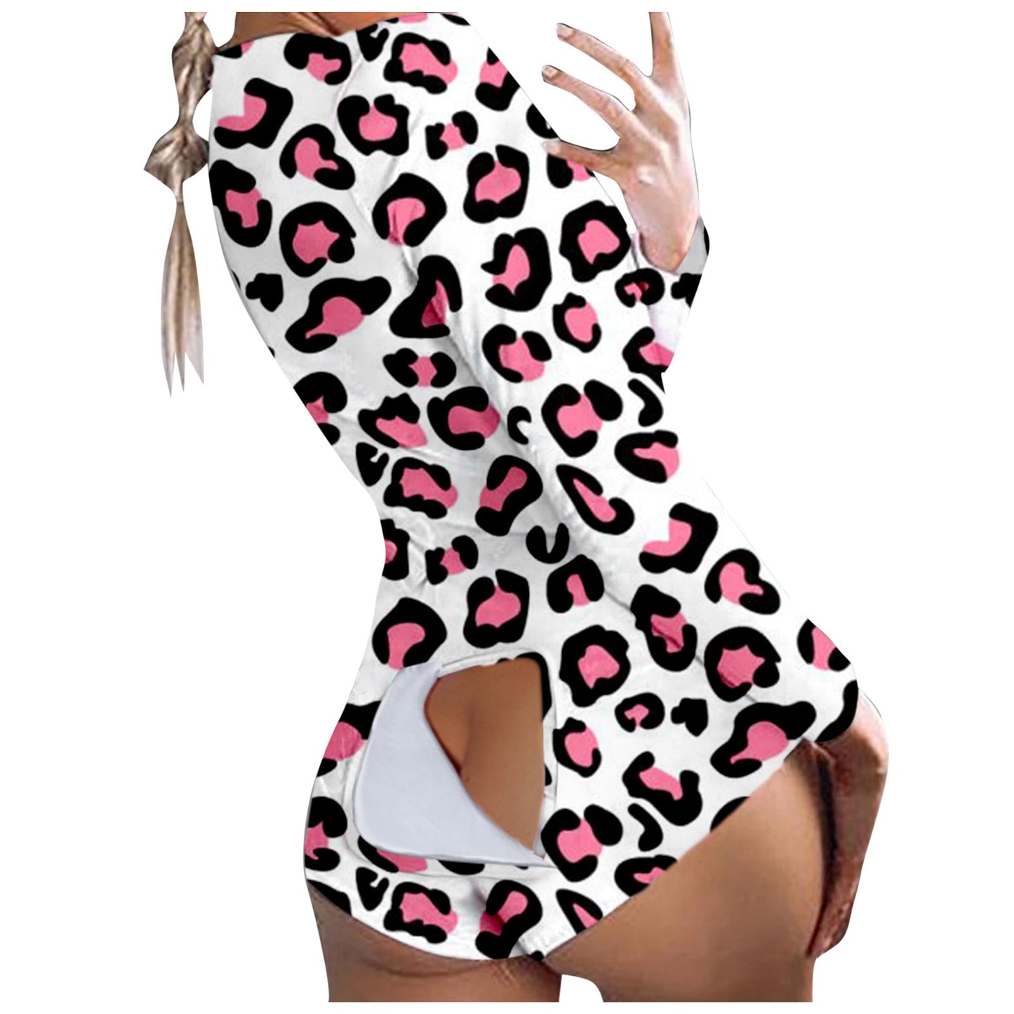 Butterfly Print Short Jumpsuits Pijamas Women Button Flap Se