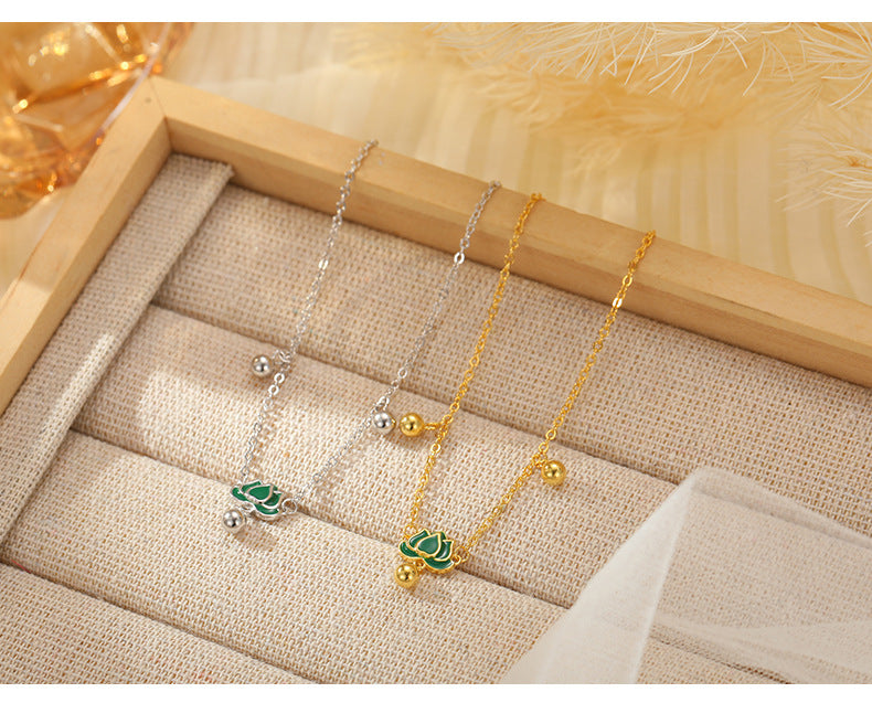 S925 Sterling Silver Step-by-Step Lotus Sliver Beads Anklet Female Retro Artsy Fresh Lotus Lucky Beads Ankle Chain Ornament