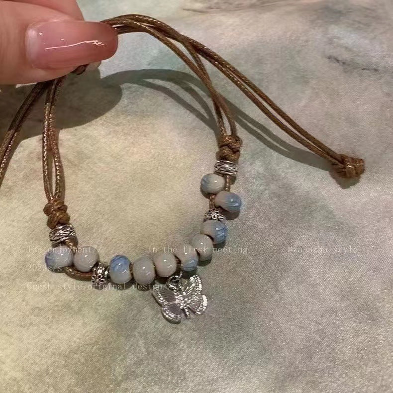Easiest for Match Fancy Pearl Bracelet Women's New Chinese Style Chinese Ancient Style Obsidian Beaded Bracelet Crystal Bracelet Bracelet