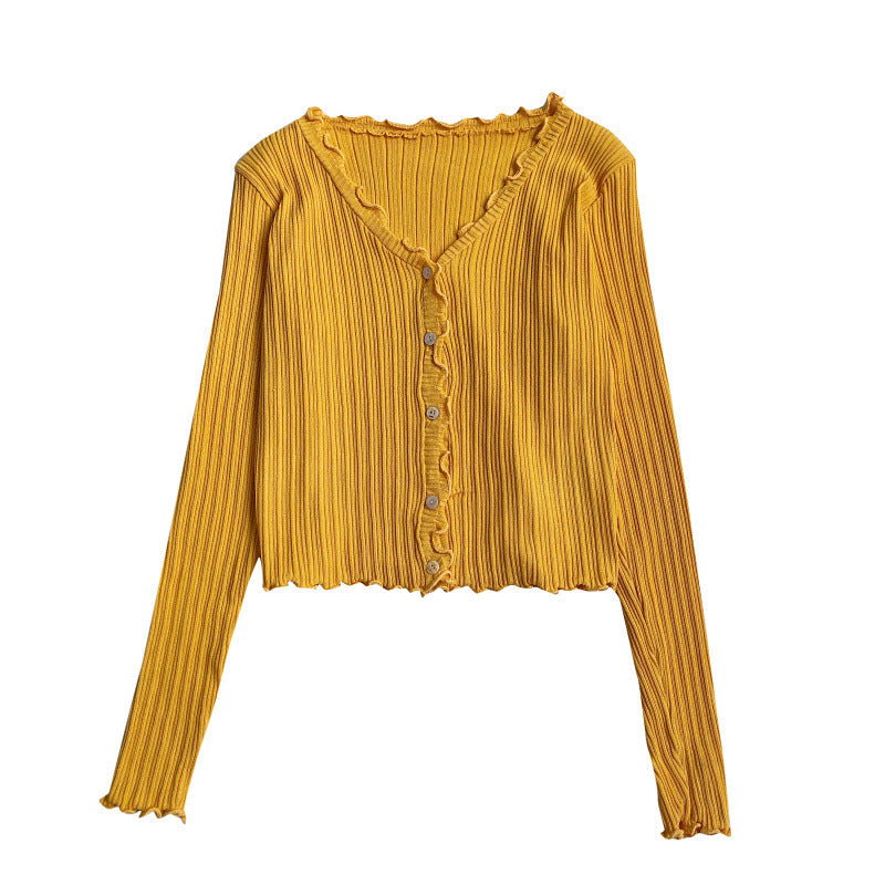 Korean Short Sweater Women V-Neck Knitted Cardigan 2021 Fash