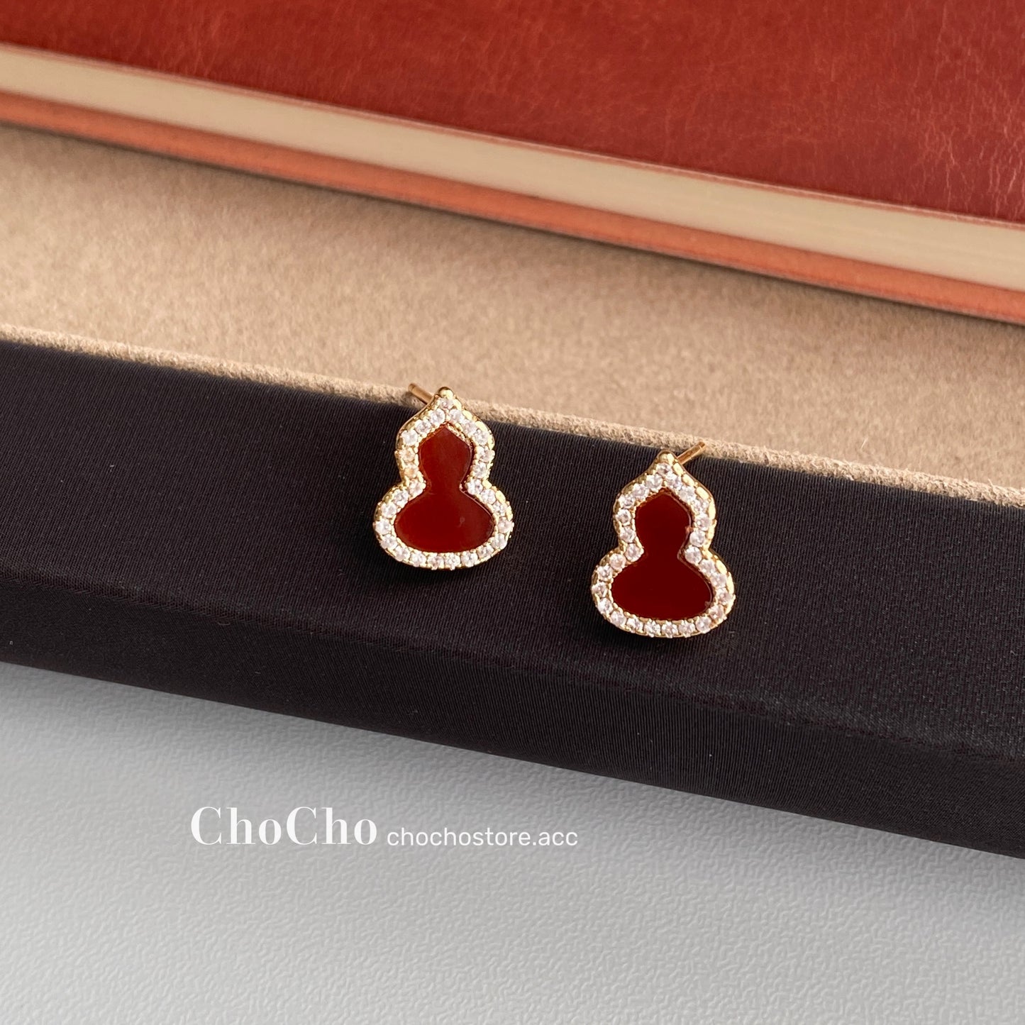 Chocho/New Year Ankela Red Gourd Earrings Female Wine Red New Year Niche Temperament Fancy Earrings Earrings