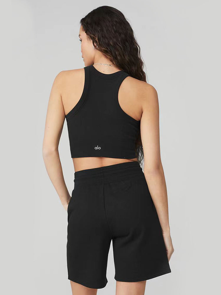 Alo Yoga Seamless Nude Feel Turtleneck Yoga Vest with Chest Pad Bubble Wrap Push-up High Intensity Exercise Intimates Outwear