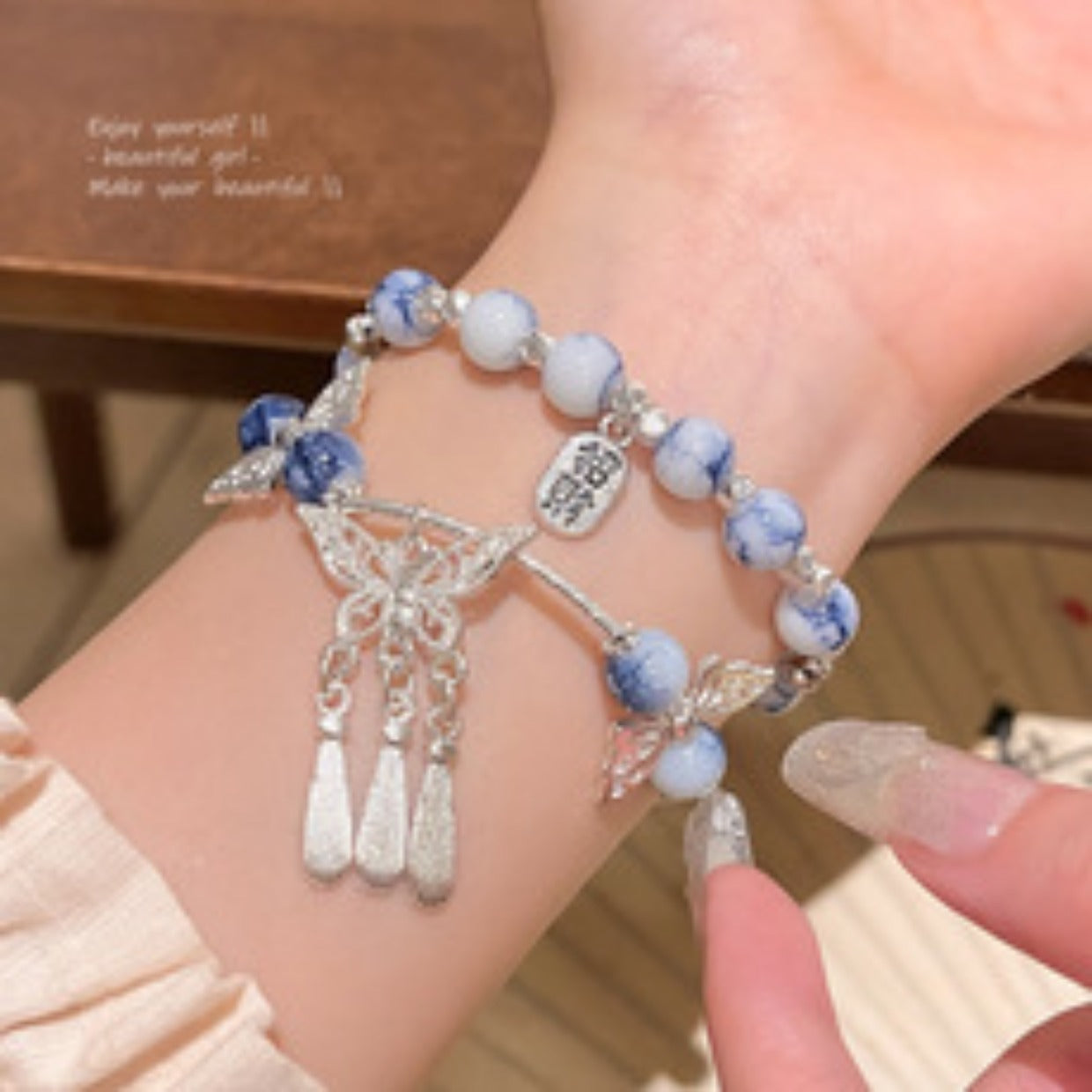 Easiest for Match Fancy Pearl Bracelet Women's New Chinese Style Chinese Ancient Style Obsidian Beaded Bracelet Crystal Bracelet Bracelet