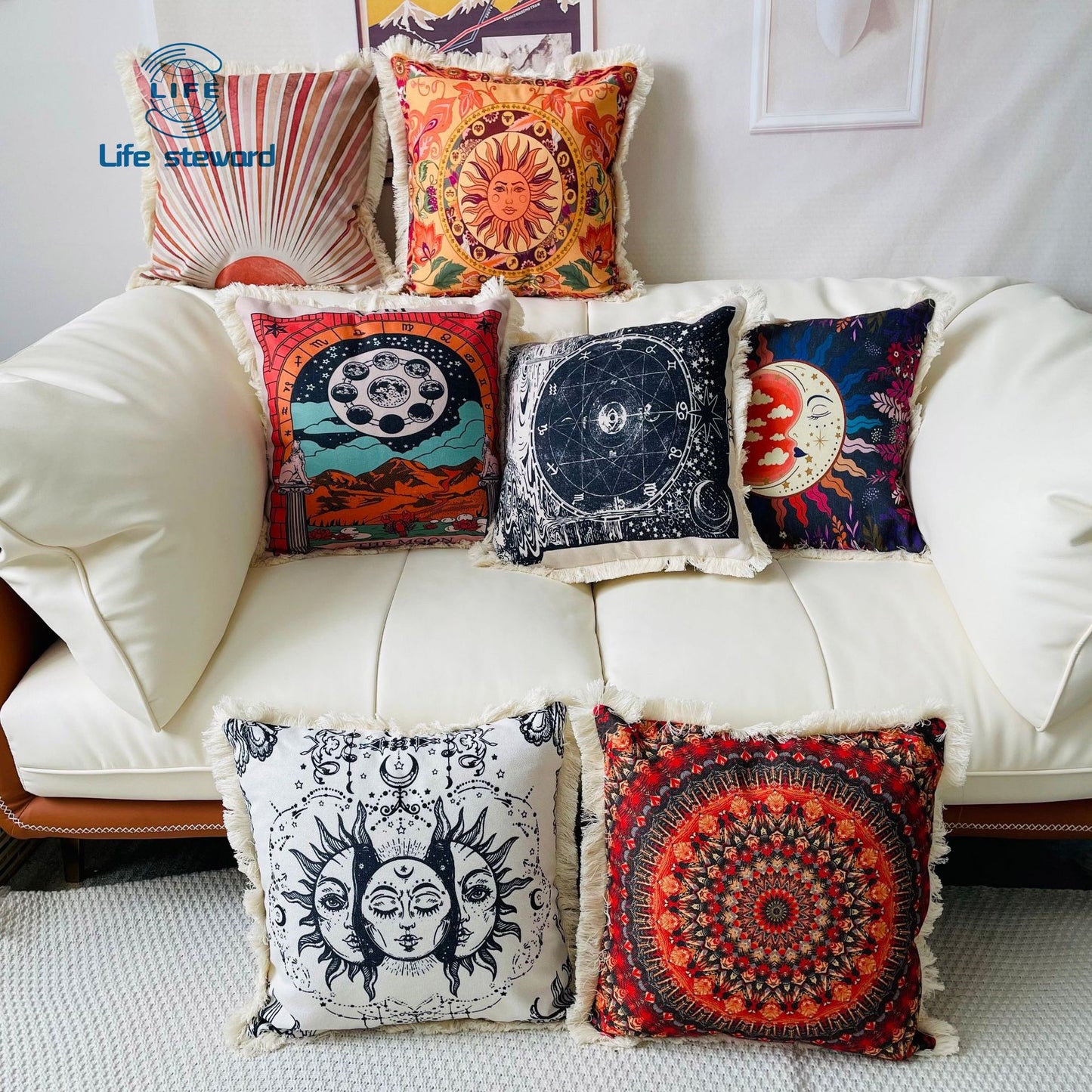 Tassel Edge Cotton Linen Pillowcase Home Decor Cushion Cover