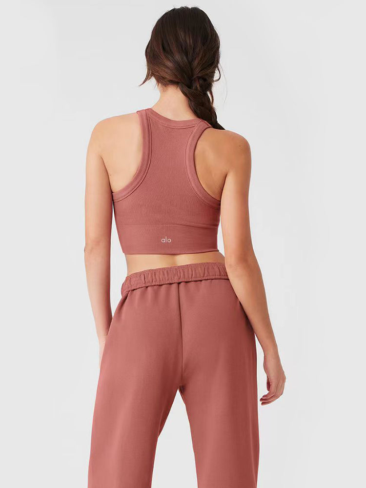 Alo Yoga Seamless Nude Feel Turtleneck Yoga Vest with Chest Pad Bubble Wrap Push-up High Intensity Exercise Intimates Outwear
