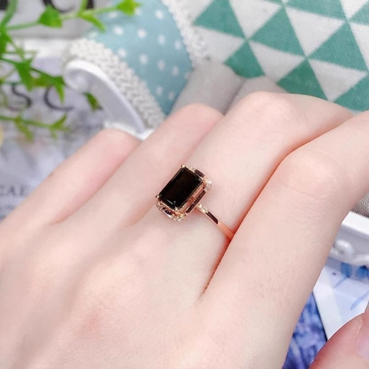 Year of Birth Small Bench Stylish Fashion Green Tourmaline Ring Women's S925 Silver Plated Diamond Emerald Exquisite Gift