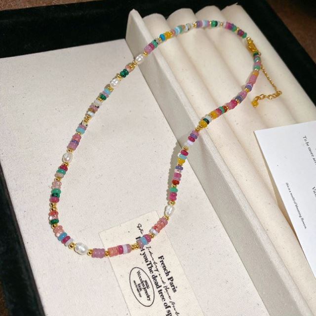 Colorful Pearl Ornamentle Beaded necklace