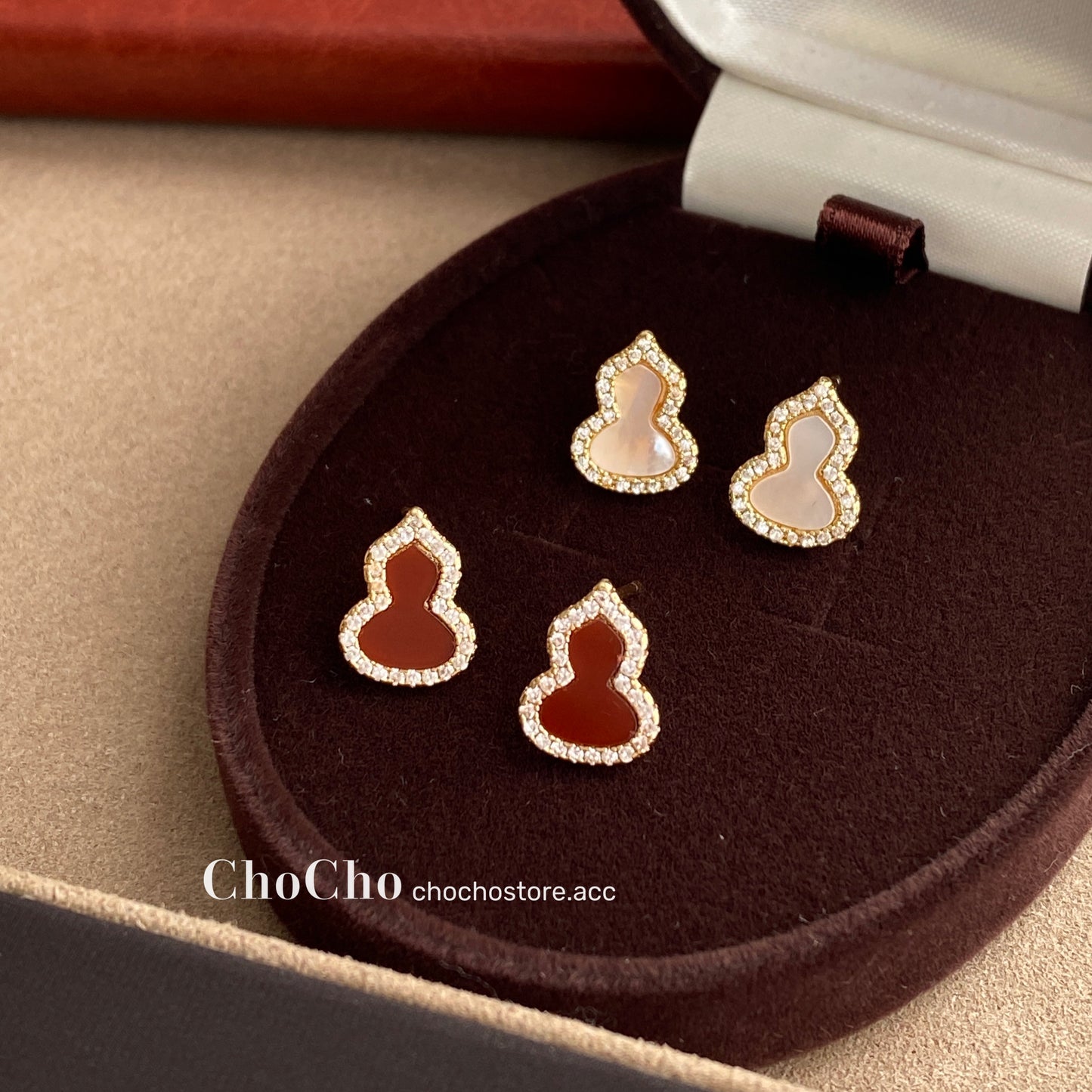 Chocho/New Year Ankela Red Gourd Earrings Female Wine Red New Year Niche Temperament Fancy Earrings Earrings