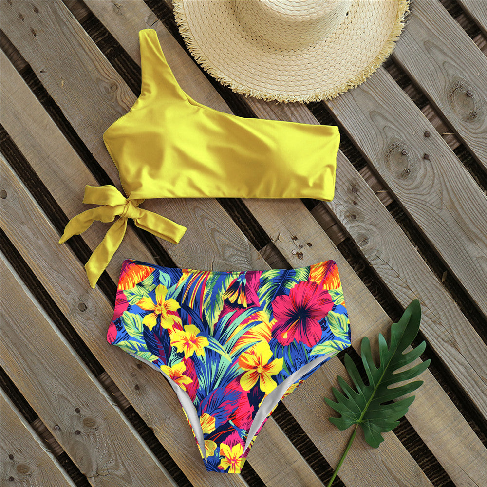 Sexy Bikinis Women New One Shoulder Swimwear High Waist