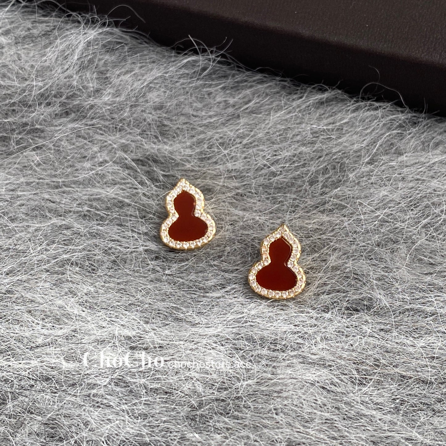 Chocho/New Year Ankela Red Gourd Earrings Female Wine Red New Year Niche Temperament Fancy Earrings Earrings