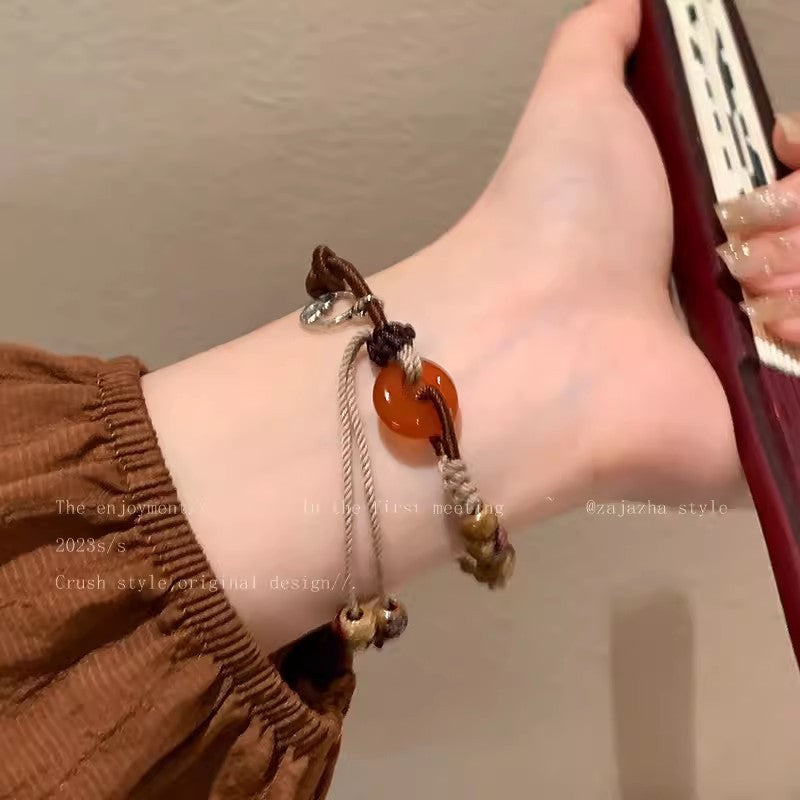 Easiest for Match Fancy Pearl Bracelet Women's New Chinese Style Chinese Ancient Style Obsidian Beaded Bracelet Crystal Bracelet Bracelet