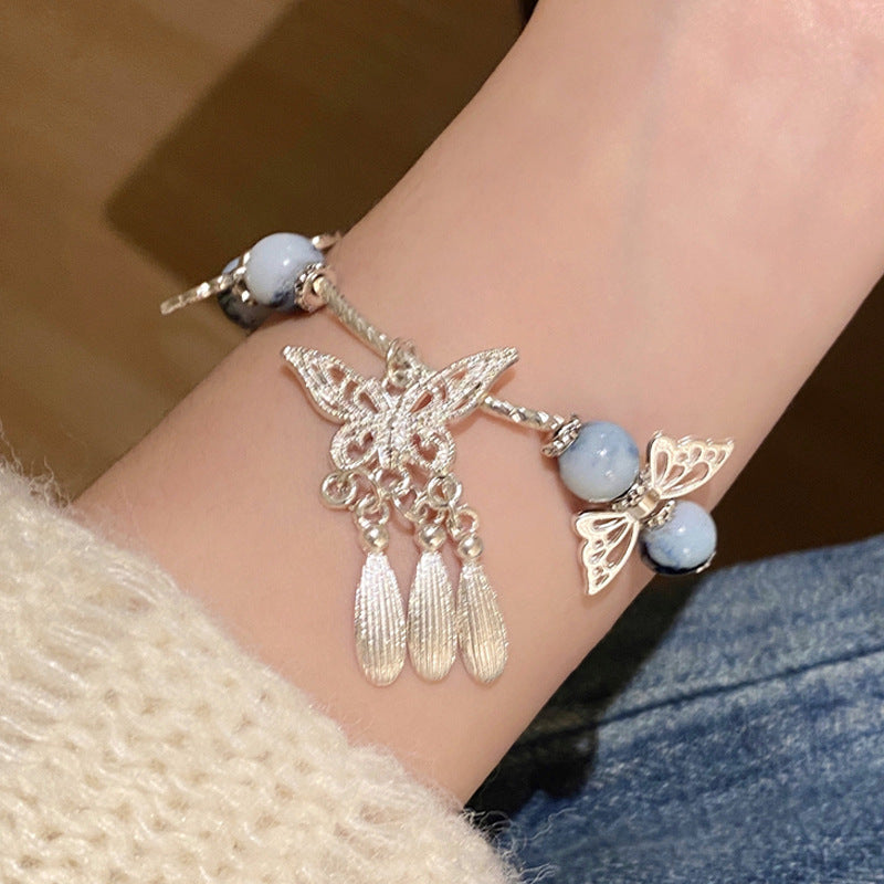 Easiest for Match Fancy Pearl Bracelet Women's New Chinese Style Chinese Ancient Style Obsidian Beaded Bracelet Crystal Bracelet Bracelet