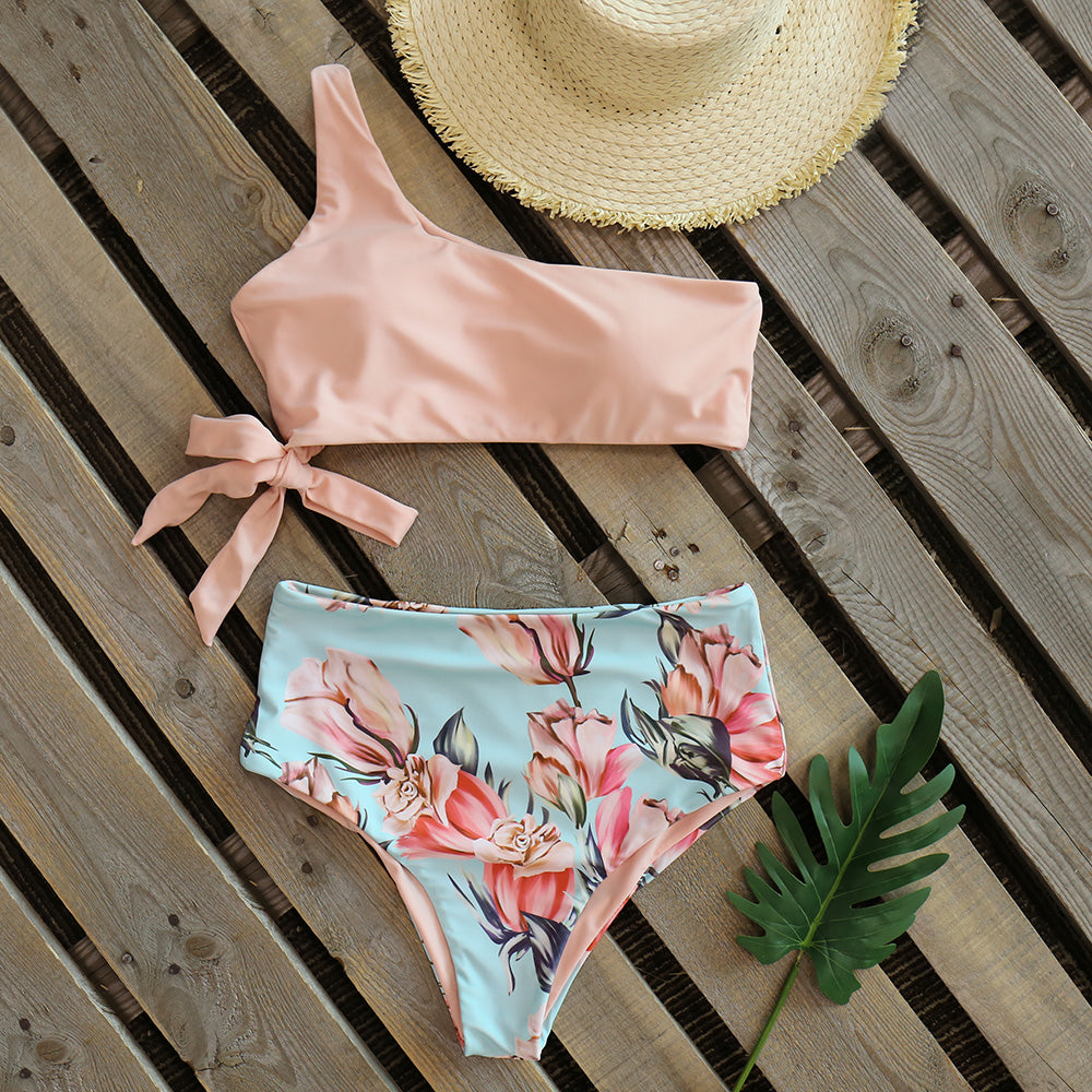 Sexy Bikinis Women New One Shoulder Swimwear High Waist