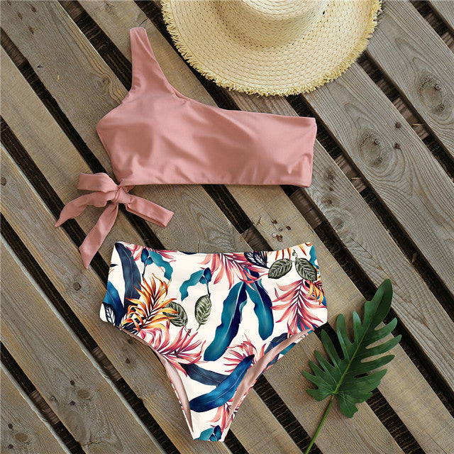Sexy Bikinis Women New One Shoulder Swimwear High Waist