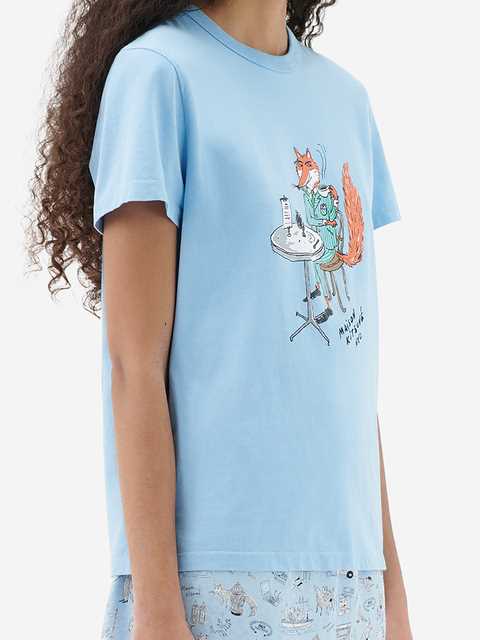 Rowling Women Fox Print Graphic Tees Summer O Neck Short Sle