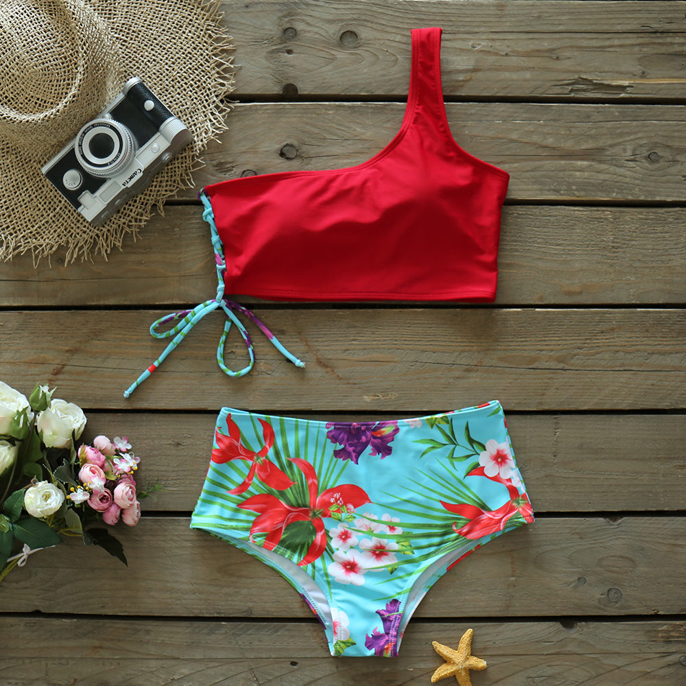 Sexy Bikinis Women New One Shoulder Swimwear High Waist