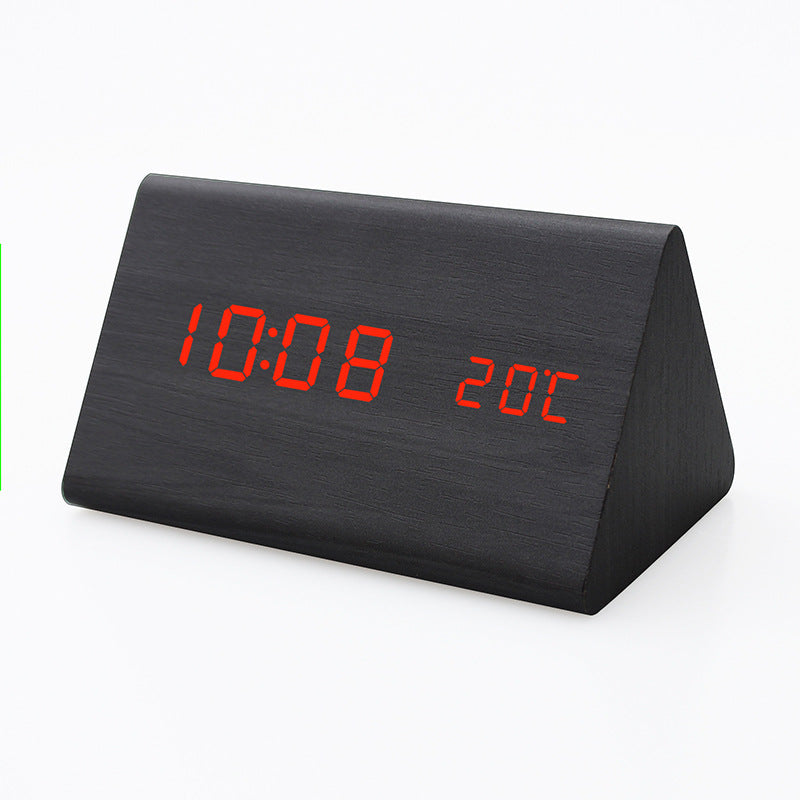 Automatic Timing Wooden Bedside Electronic Clock Led Alarm Clock Desktop L Electronic Student Dormitory Fashion Clock Bedroom Decoration