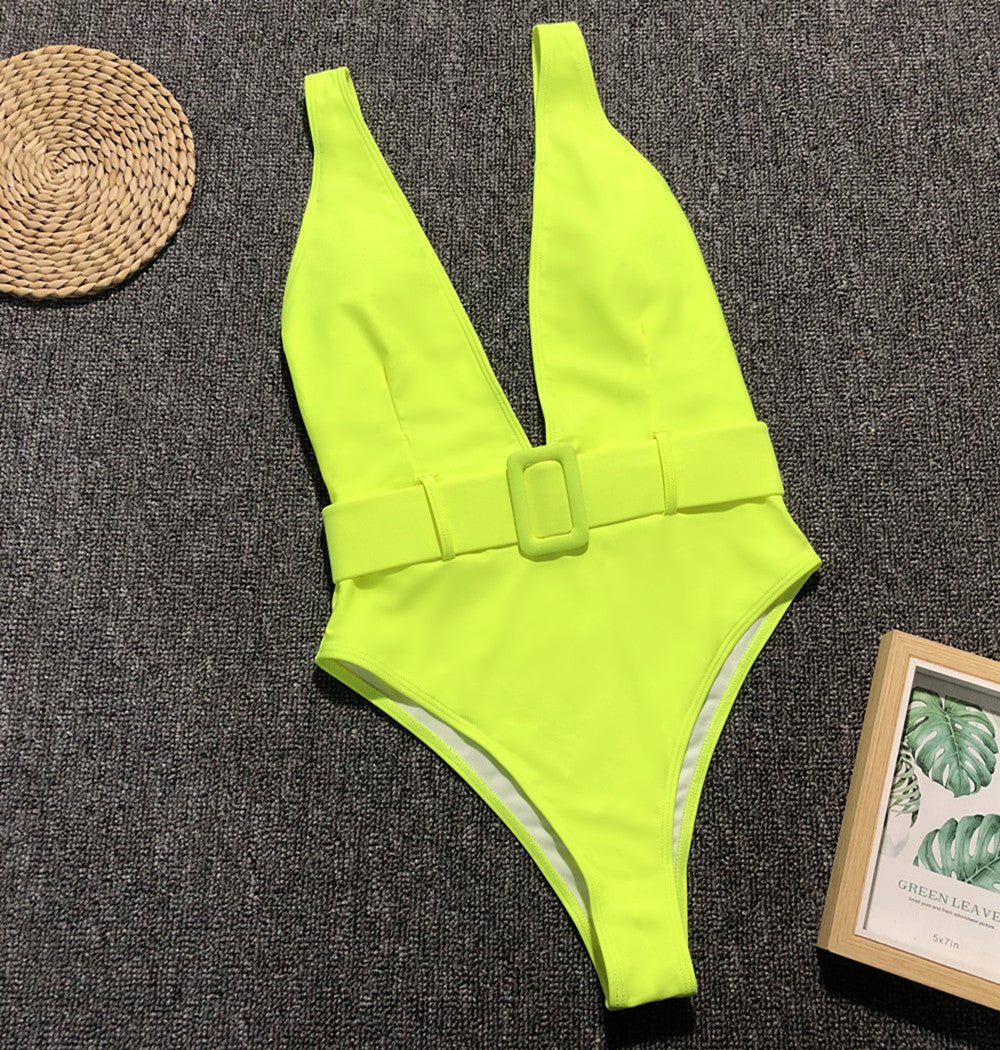 Sexy Pure Deep V Backless Swimwear Maillo