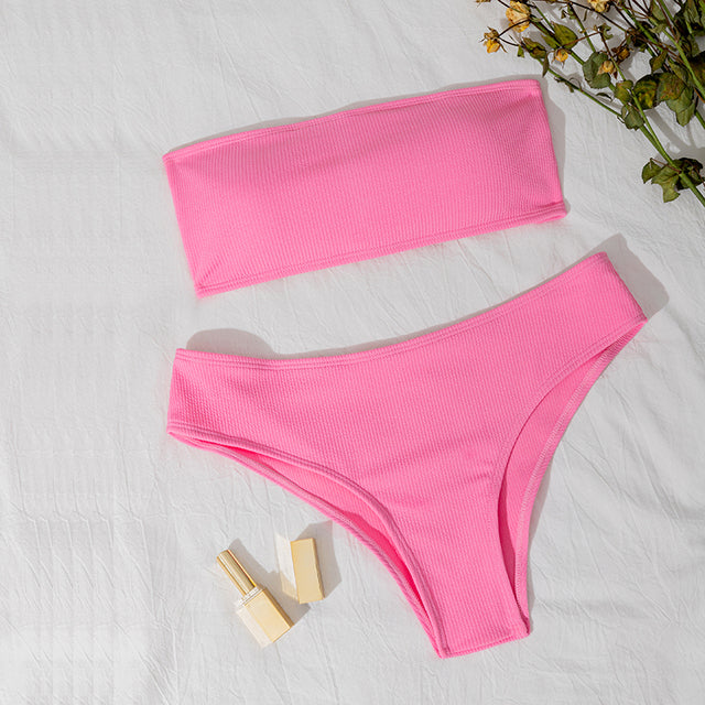 New Bikini High Waist Strapless Sexy Bikini Women Swimwear W
