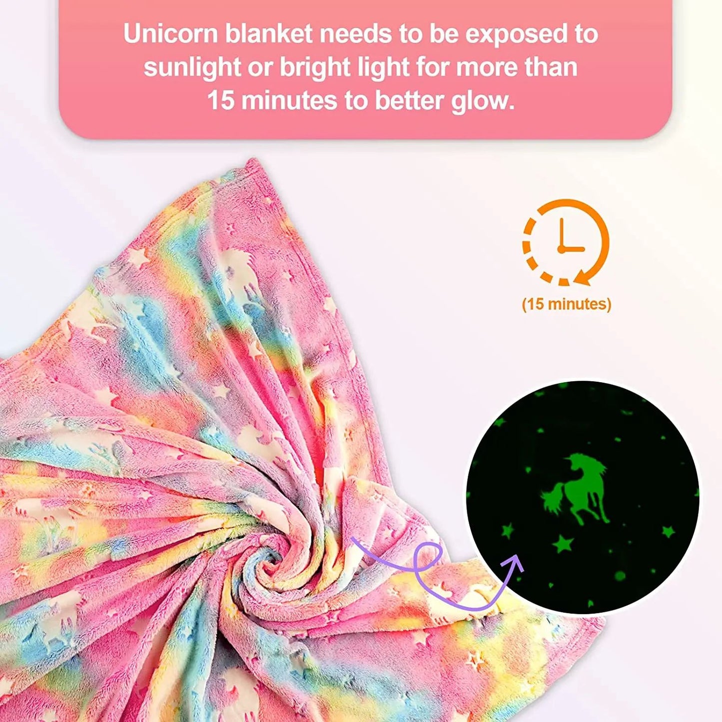 Luminous Unicorn Dinosaur Throw Blanket for Girls Boys Plush